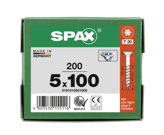 SPAX Senkkopf T-STAR plus - Teilgewinde WIROX A3J  T20  -  5x100  -  200 Stk