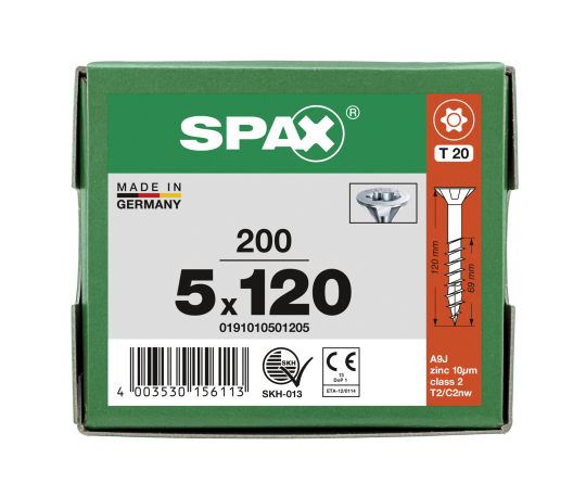 SPAX Senkkopf T-STAR plus - Teilgewinde WIROX A3J  T20  -  5x120  -  200 Stk