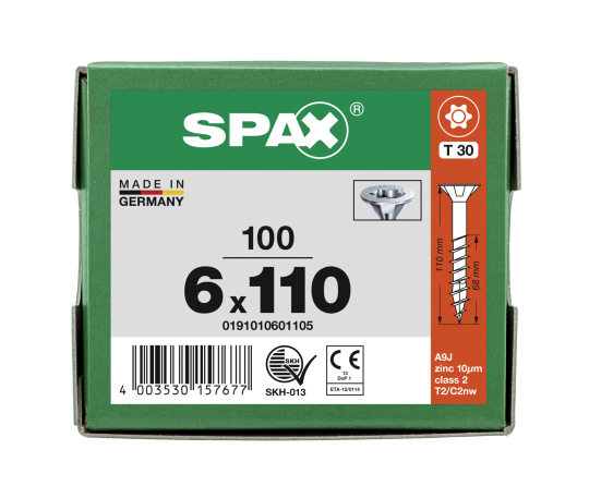SPAX Senkkopf T-STAR plus - Teilgewinde WIROX A3J  T30  -  6x110  -  100 Stk
