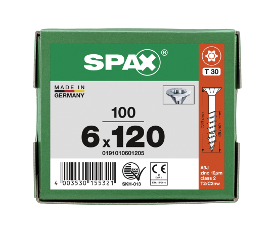 SPAX Senkkopf T-STAR plus - Teilgewinde WIROX A3J  T30  -  6x120  -  100 Stk