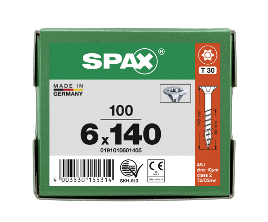 SPAX Senkkopf T-STAR plus - Teilgewinde WIROX A3J  T30  -  6x140  -  100 Stk