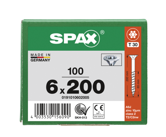 SPAX Senkkopf T-STAR plus - Teilgewinde WIROX A3J  T30  -  6x200  -  100 Stk