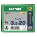 SPAX Senkkopf T-STAR plus - Vollgewinde YELLOX A2L  T15  -  3,5x20  -  1000 Stk