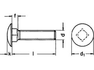 Schlossschraube  DIN 603 Edelstahl rostfrei A4 M6 X 90-90 10 Stk