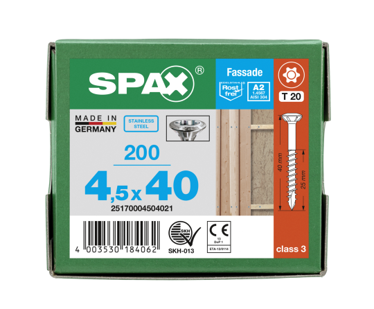 SPAX Linsensenkkopf T-STAR plus CUT Teilgewinde Edelstahl rostfrei A2 1.4567  4,5x40 - 200 Stk