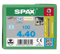 SPAX Linsensenkkopf mit sehr kleinem Kopf, T-STAR plus, CUT-Spitze, Teilgewinde, Edelstahl rostfrei A2    1.4567   4x40 - 100 Stk