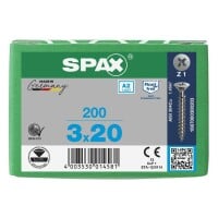 SPAX Senkkopf Kreuzschlitz Z - Vollgewinde Edelstahl rostfrei A2 1.4567      PZ1  -  3x20  -  200 Stk