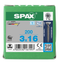 SPAX Senkkopf T-STAR plus - Vollgewinde Edelstahl rostfrei A2 1.4567      T10  -  3x16  -  200 Stk