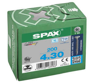 SPAX Senkkopf T-STAR plus - Vollgewinde Edelstahl rostfrei A2 1.4567      T20  -  4x30  -  200 Stk