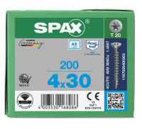 SPAX Senkkopf T-STAR plus - Vollgewinde Edelstahl rostfrei A2 1.4567      T20  -  4x30  -  200 Stk