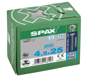 SPAX Senkkopf T-STAR plus - Vollgewinde Edelstahl rostfrei A2 1.4567      T20  -  4,5x25  -  200 Stk