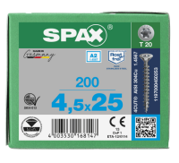 SPAX Senkkopf T-STAR plus - Vollgewinde Edelstahl rostfrei A2 1.4567      T20  -  4,5x25  -  200 Stk