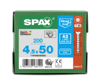 SPAX Senkkopf T-STAR plus - Vollgewinde Edelstahl rostfrei A2 1.4567      T20  -  4,5x50  -  200 Stk