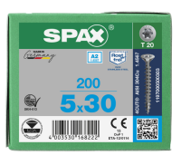 SPAX Senkkopf T-STAR plus - Vollgewinde Edelstahl rostfrei A2 1.4567      T20  -  5x30  -  200 Stk