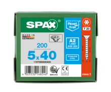 SPAX Senkkopf T-STAR plus - Vollgewinde Edelstahl rostfrei A2 1.4567      T20  -  5x40  -  200 Stk