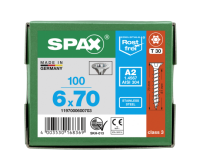 SPAX Senkkopf T-STAR plus - Vollgewinde Edelstahl rostfrei A2 1.4567      T30  -  6x70  -  100 Stk