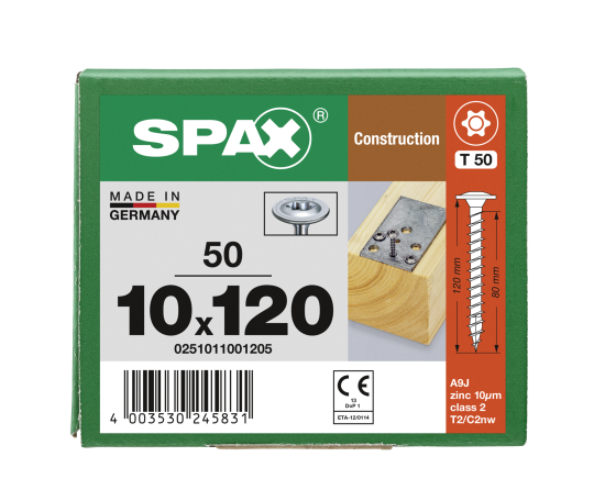 SPAX Tellerkopf T-STAR plus T50 WIROX 10x120 - 50 Stk