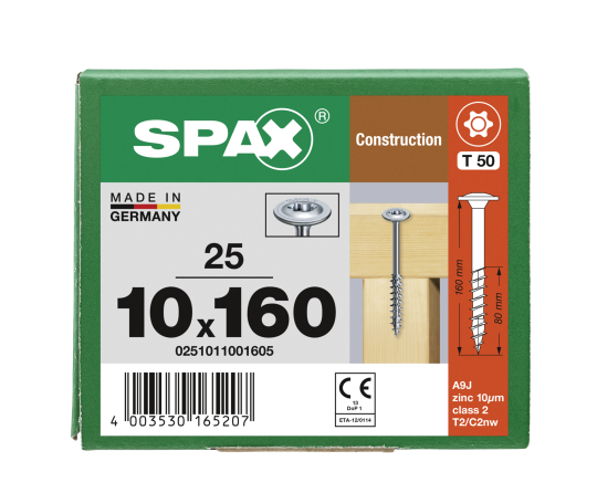 SPAX Tellerkopf T-STAR plus T50 WIROX 10x160 - 25 Stk