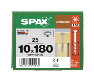 SPAX Tellerkopf T-STAR plus T50 WIROX 10x180 - 25 Stk