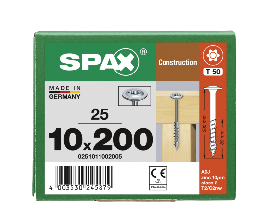 SPAX Tellerkopf T-STAR plus T50 WIROX 10x200 - 25 Stk