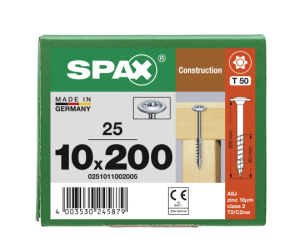 SPAX Tellerkopf T-STAR plus T50 WIROX 10x200 - 25 Stk