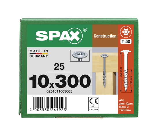 SPAX Tellerkopf TG TX50 10,0x300 WIROX  25 Stk