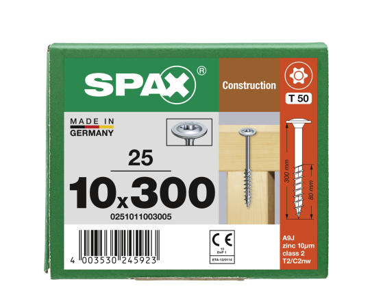 SPAX Tellerkopf TG TX50 10,0x300 WIROX  25 Stk