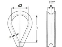 Kausche  ähnlich DIN 6899 für Drahtseil 8 mm Edelstahl rostfrei A4 10 Stk