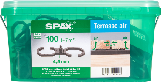 SPAX Air, trennt die Diele von der Unterkonstruktion, 100 Stück in Henkelbox, Abstand 4,5