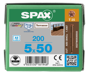 SPAX Terrassenschraube T-STAR plus CUT Fixiergewinde...