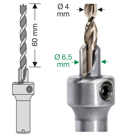 SPAX Bohrsenker step drill 4 -  4mm - 6,5mm x75 - 1 Stk