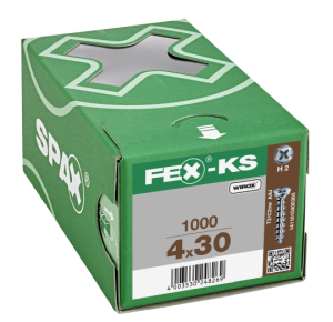 FEX-KS Senkkopf Kreuzschlitz H Bremsrippen Vollgewinde Sonderoberfläche WIROX A3J  PH2  -  4,2x30  -  1000 Stk