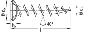 FEX-KS Senkkopf Kreuzschlitz H Bremsrippen Vollgewinde Sonderoberfläche Silber A3J  4,2x40 - 1000 Stk