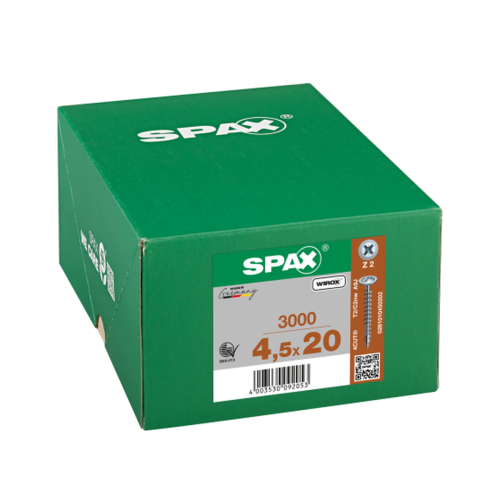 SPAX Rückwandschraube Kreuzschlitz Z 4CUT Vollgewinde WIROX A3J  4,5x20  -  3000 Stk