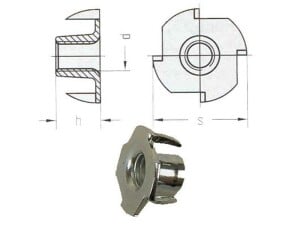 Einschlagmutter mit 4 Einschlagspitzen M10x13x22  10 Stk