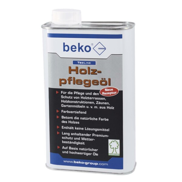 beko TecLine Pflegeöl für Holzterrassen, Zäune, Gartenmöbel - 1000 ml