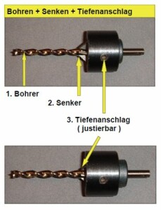 Spezialbohrer für alle Holzarten mit Senker und...