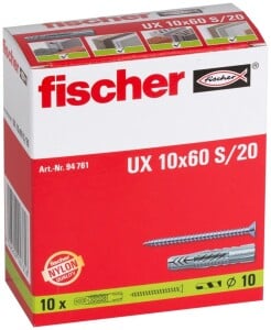 fischer Universaldübel UX 10 x 60 S/20 mit Schraube