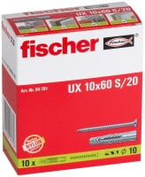 fischer Universaldübel UX 10 x 60 S/20 mit Schraube