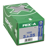 FEX-A Senkkopf Kreuzschlitz H Bohrspitze Vollgewinde Sonderoberfläche Silber A3J  PH2  -  3,9x25  -  1000 Stk