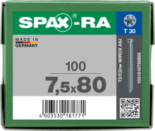 SPAX-RA Zylinderkopf T-STAR plus Vollgewinde WIROX A3J  7,5x80 - 100 Stk