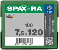 SPAX-RA Zylinderkopf T-STAR plus Vollgewinde WIROX A3J  7,5x120 - 100 Stk