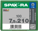 SPAX-RA Zylinderkopf T-STAR plus Vollgewinde WIROX A3J  7,5x210 - 100 Stk