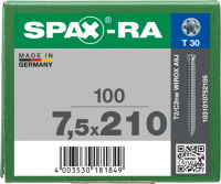 SPAX-RA Zylinderkopf T-STAR plus Vollgewinde WIROX A3J  7,5x210 - 100 Stk