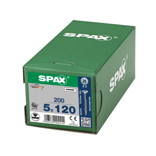 SPAX Senkkopf Kreuzschlitz Z - Teilgewinde WIROX A3J  PZ2  -  5x120  -  200 Stk