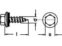 Sechskant Fassadenbauschraube Typ A (mit Spitze), unverlierbarer Neopren-Dichtscheibe (16 mm) 6,5x19 A2 Edelstahl rostfrei  100 Stk