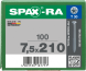SPAX-RA Flachsenkkopf T-STAR plus Vollgewinde WIROX A3J  7,5x210 - 100 Stk