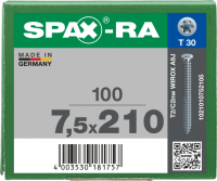 SPAX-RA Flachsenkkopf T-STAR plus Vollgewinde WIROX A3J  7,5x210 - 100 Stk