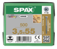 SPAX Dielenschraube Teilgewinde, Senkkopf, T-STAR plus T10, CUT-Spitze, WIROX  3,5x55 -500 Stk